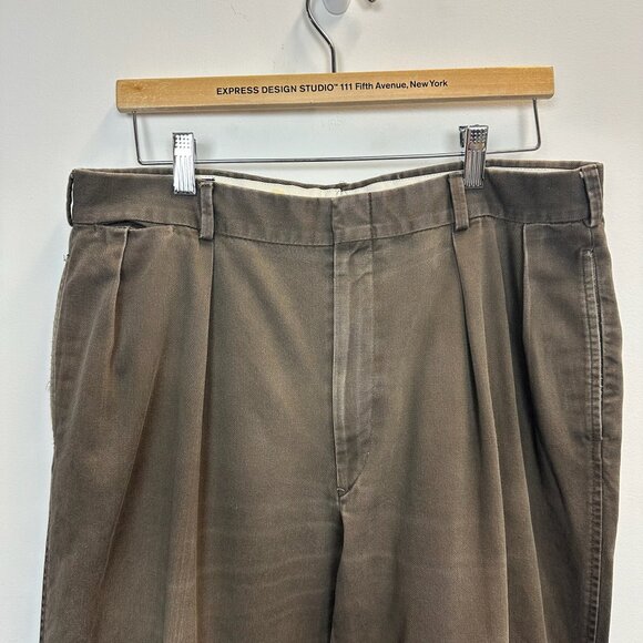 Vintage Polo PRL Ralph Lauren Pleated Twill Pant Chino Brown - Picture 4 of 10